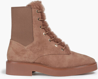 Stuart Weitzman Henley shearling-trimmed suede ankle boots