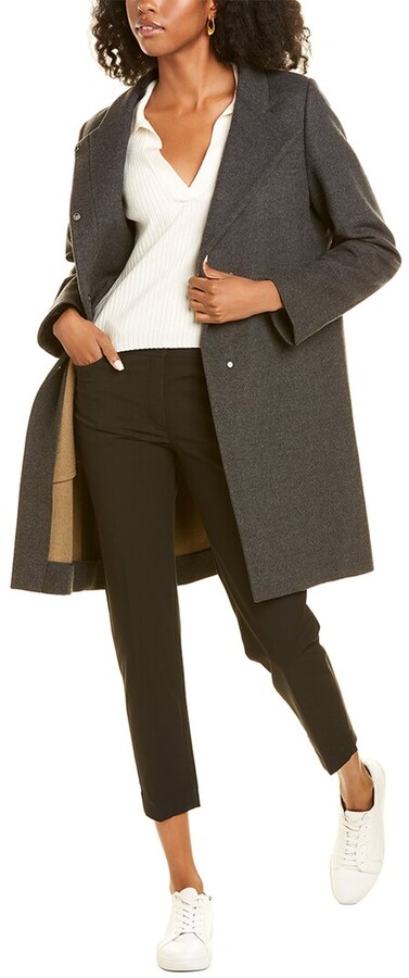 halogen asymmetrical wool blend coat