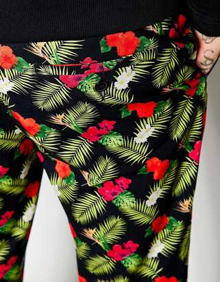 ASOS Slim Fit Smart Cropped Pants In Hawaiian Print