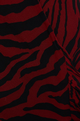 BA&SH Salvi Ruffled Zebra-print Georgette Wrap Skirt