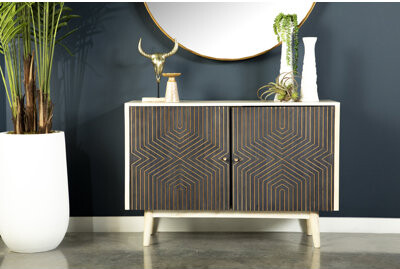 Ixora 2-Door Wood Accent Cabinet White Washed And Black