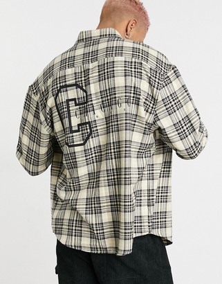 ASOS DESIGN 90s oversized plaid shirt with city placement back print -  ShopStyle