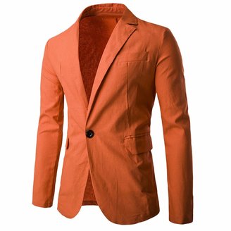Qiyun Men's Casual Solid Suit Jackets Slim Fit One Button Blazer Coats