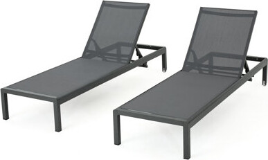 Red Barrel Studio Ainsworth Modern Gray Outdoor Chaise Lounges 2   Stylish For Patio Lounge Mesh Covering Long-Lasting