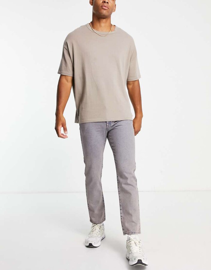 Topman straight jeans in pink tinted light wash