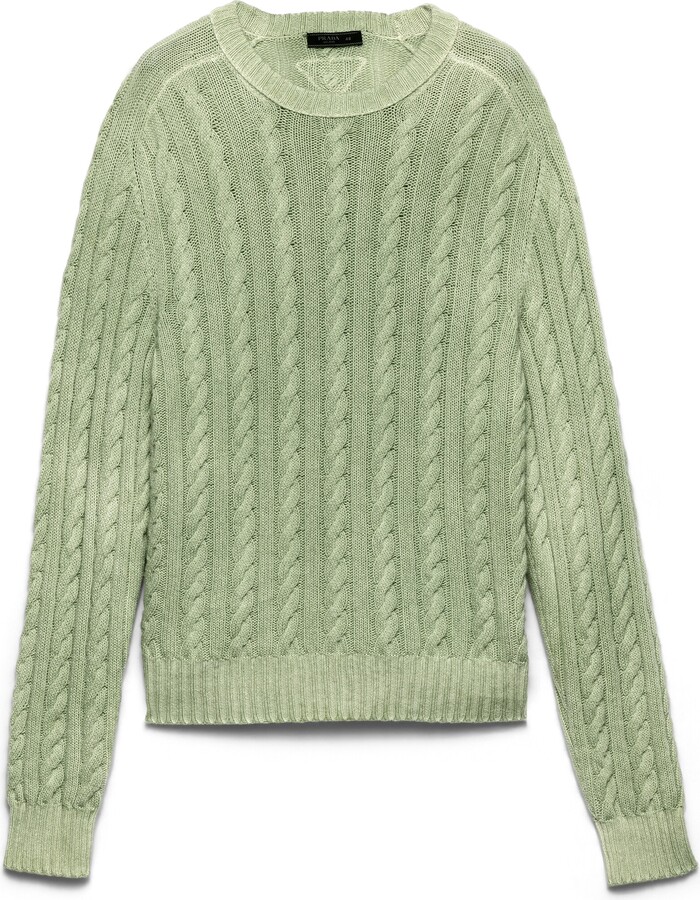 Prada Wool And Cashmere Crew-neck Sweater Man Jade Green Size 46