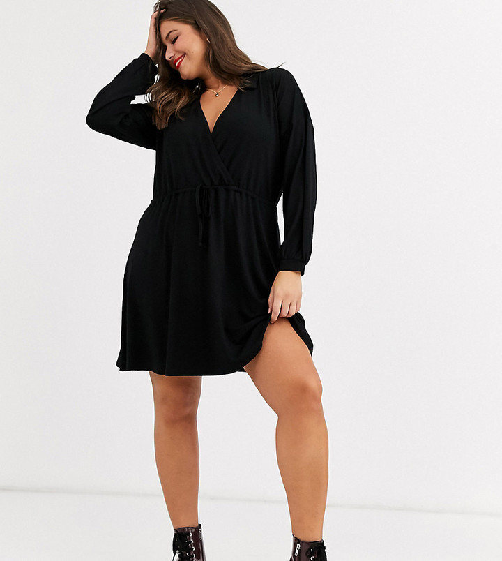 plt black ruched dress