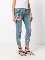 Thumbnail for your product : One Teaspoon orchid print distressed cropped jeans