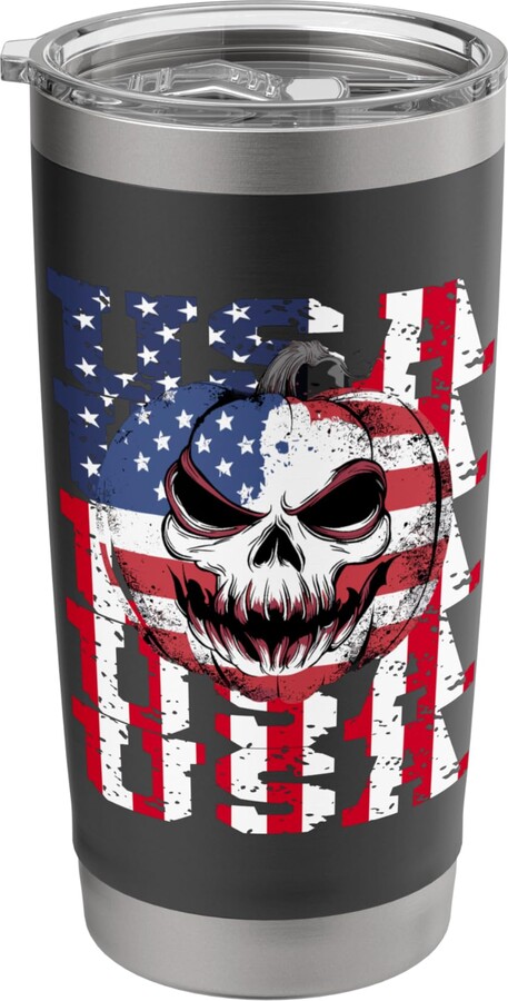 Halloween Patriot Patriotic American Flag Halloween Pumpkin USA Stainless Steel Insulated Tumbler
