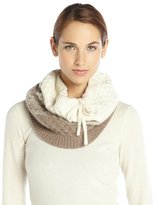 Thumbnail for your product : Wyatt ivory and brown ombre cashmere knit snood scarf
