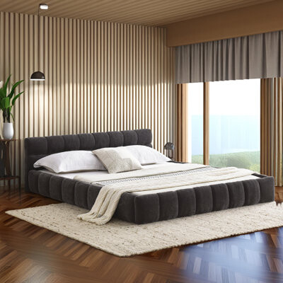 Latitude Run Modern Comfortable Thick Chenille Upholstered Bed Frame