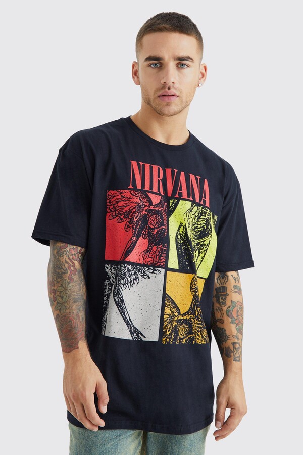 boohoo Mens Black Oversized Nirvana License T-shirt ShopStyle