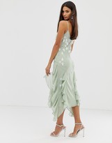 Thumbnail for your product : ASOS DESIGN strappy midi dress with ruffles and 3D embellishment