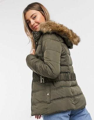 New Look fitted padded jacket in khaki