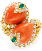 Thumbnail for your product : David Webb FD Gallery One-Of-A-Kind Gold Coral Emerald and Diamond Ring