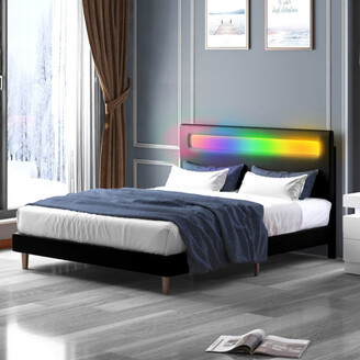 Orren Ellis Platform Bed Frame With Smart Led Strip Light, King Size Bed  Frame With Rgb Led Headboard, Rgb Led Light Controlled By Alexa Or App, King  - ShopStyle