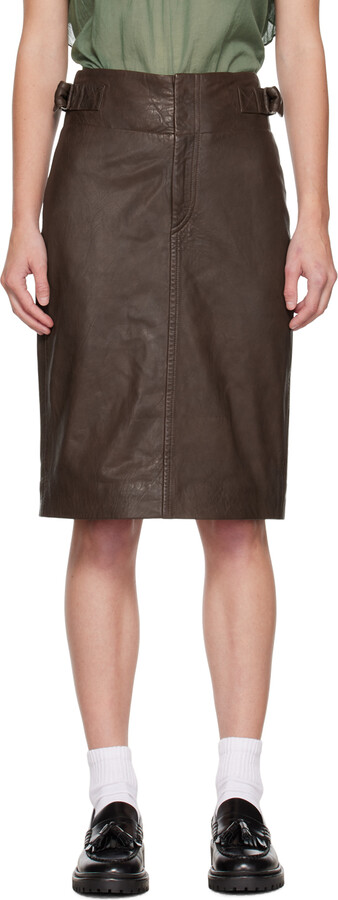 krydstogt lyd mere og mere Khaki Leather Skirt | ShopStyle