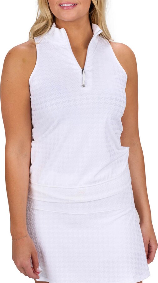 Black Clover Women's Lynx Sleeveless Golf Polo, Large, White