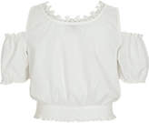 Thumbnail for your product : River Island Girls white cold shoulder crop top