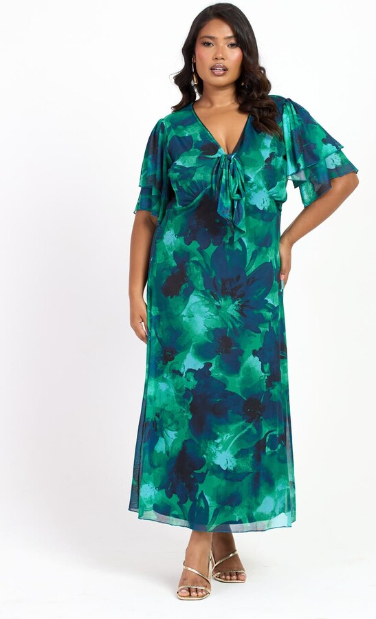 FASHION-SZN CURVE Curve Flutter Sleeve Midi Dress