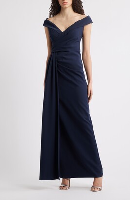 Women's Midi Cowl Neck Dress | Flutter Sleeve Chiffon With Crystal Shoulder Embellishment