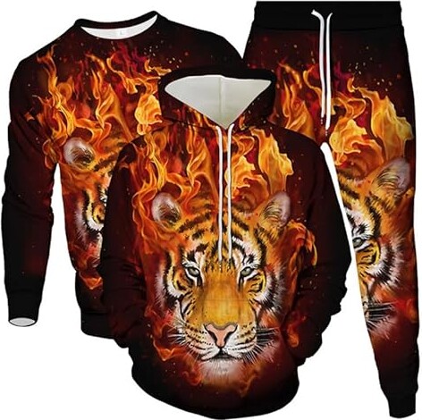 Men Tiger Print Tracksuit Lion 3D Print *'s Tracksuit Sets Casual