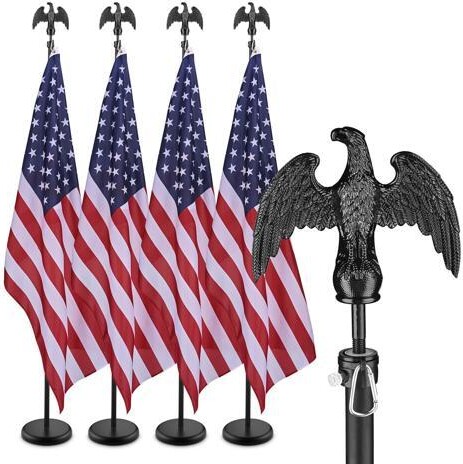 Yescom USA, Inc. Yescom 4 Pack 6 Ft Sectional Indoor Flag Pole Kit Aluminum US Flag Eagle Finial