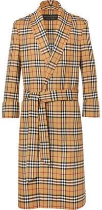 Burberry Belted Checked Wool Coat - Men - Camel