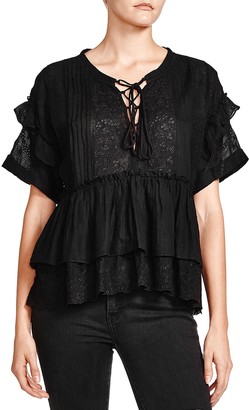 The Kooples Embroidered Lace-Up Shirt