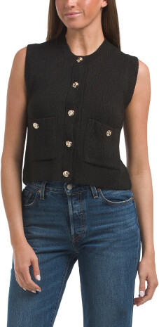 TJMAXX Button Front Sweater Vest, Nylon/Polyester/Acrylic