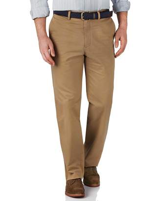 Charles Tyrwhitt Tan Classic Fit Flat Front Washed Cotton Chino Pants Size W40 L34