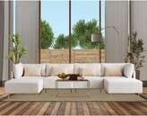 Thumbnail for your product : Everly Quinn Zeidler 143.3" Linen Blend Square Arm Modular Sofa