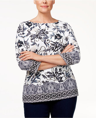 Charter Club Plus Size Printed Top, Created for Macy's