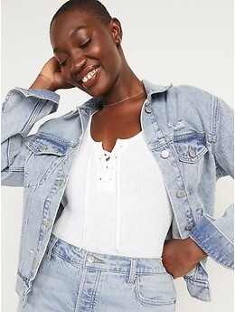 Old Navy Classic Ripped Light-Wash Jean Jacket for Women - ShopStyle