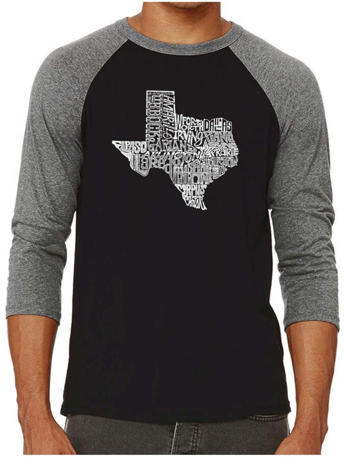 La Pop Art The Great State of Texas Men's Raglan Word Art T-shirt