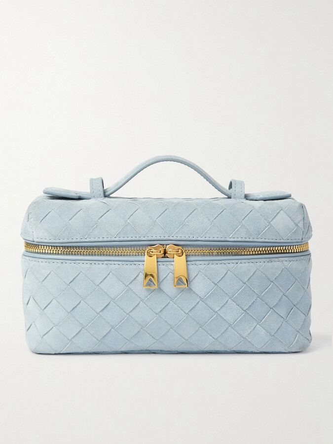 Bottega Veneta Bang Bang Vanity Mini Intrecciato Suede Tote - Blue