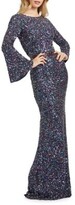Thumbnail for your product : Mac Duggal Bell-Sleeve Sequin Column Gown