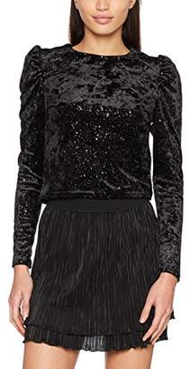 New Look Women's Sparkle Velvet Puff Long Sleeve Top,Size 8