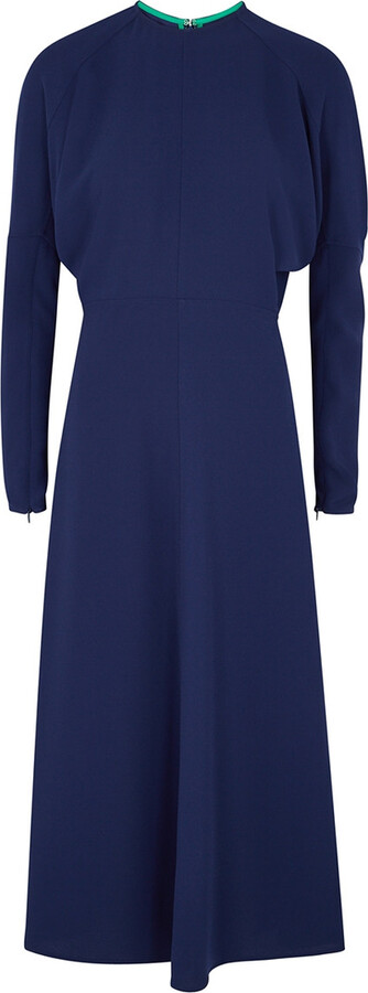 Victoria Beckham Navy Crepe Midi Dress