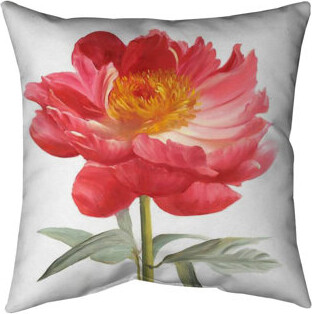 Begin Edition International Inc. Pink Peony Indoor / Outdoor Floral Square Throw Pillow Cover