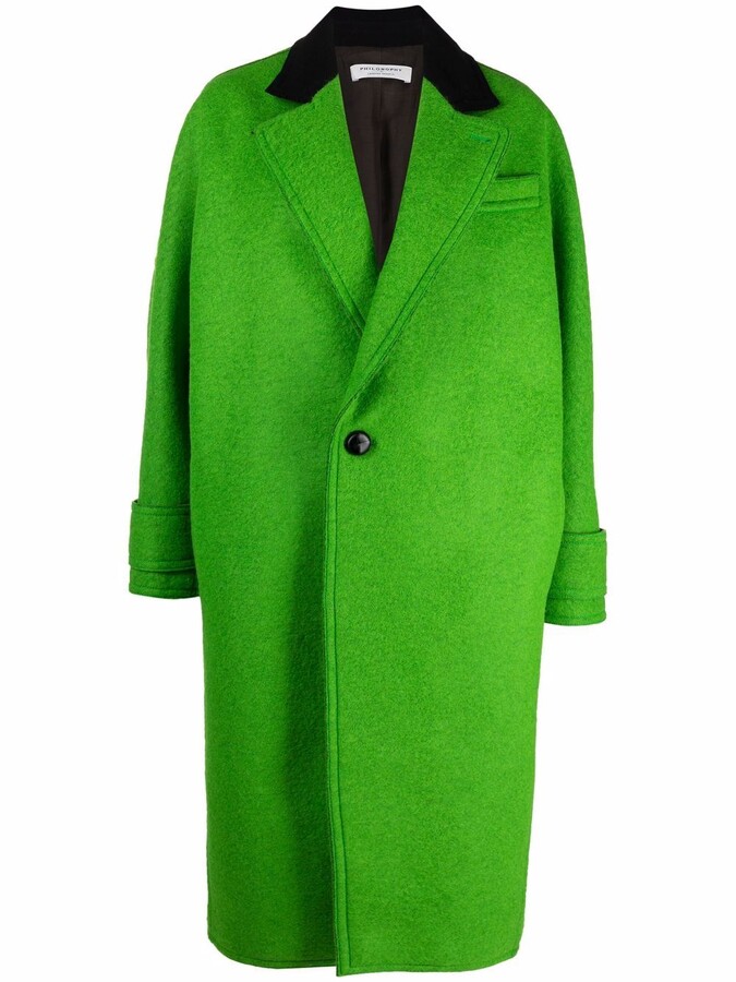 bright green wool coat
