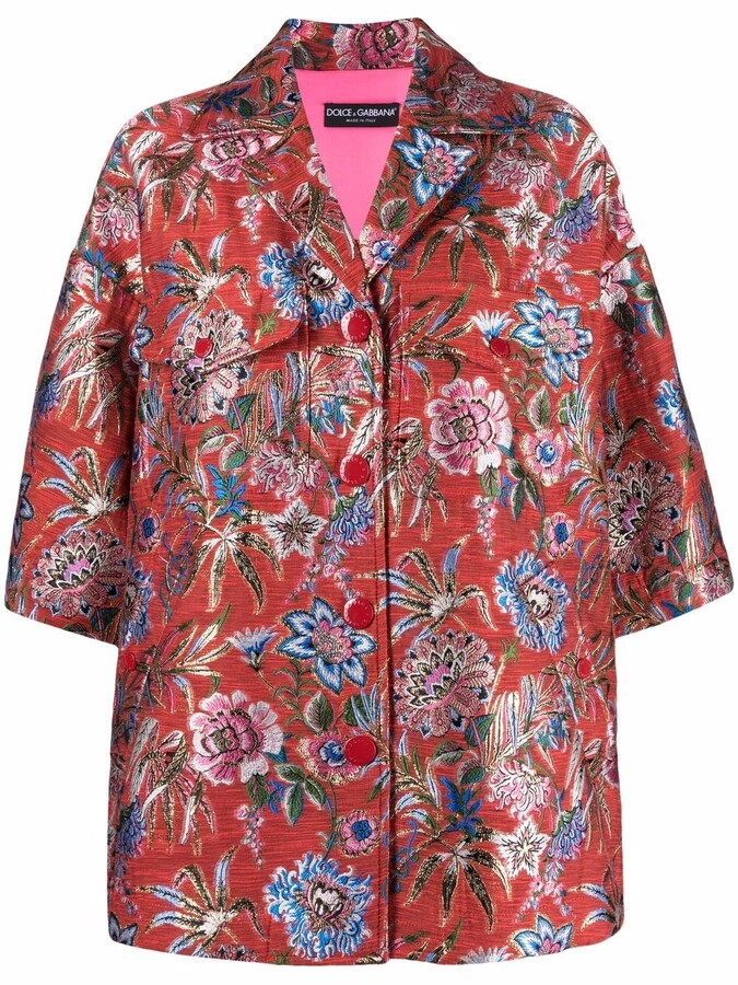 Dolce & Gabbana floral jacquard A-line jacket - ShopStyle