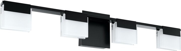 EGLO Vente 4 Light Integrated Led Bath/Vanity Light With Black Finish & Frosted Glass