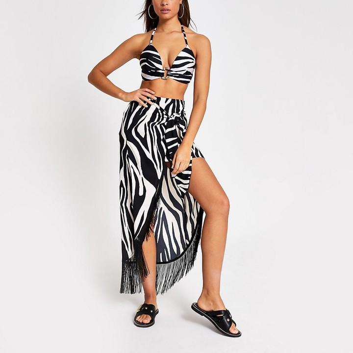 river island white fringe dress