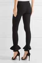Thumbnail for your product : Michael Lo Sordo - Ruffle-trimmed Ribbed Stretch-knit Leggings - Black