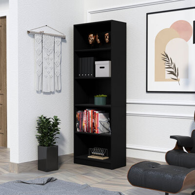 Wovilo Matt Gray And White 5-Shelf Bookcase - Practical Storage Solution For Home Stylish Transform Your Interior Decor