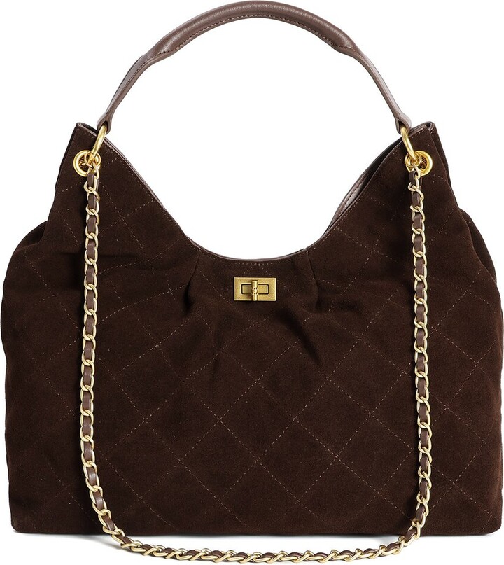 Tiffany & Fred Paris Quilted Suede Hobo Bag