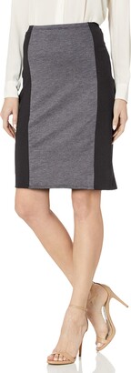 Star Vixen Women's Knee Length Slimming Colorblock Pencil Skirt with Back Slit