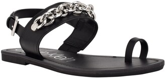 Calvin Klein Women's Roxie Toe Ring Chain Flat Sandals Women's Shoes