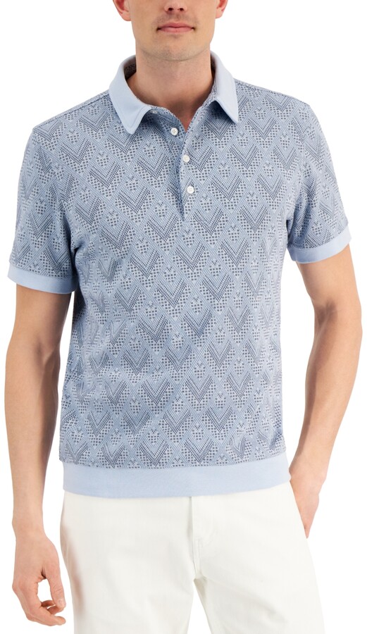 Alfani Men's Hall Geo Jacquard Polo Shirt, Created for Macy's